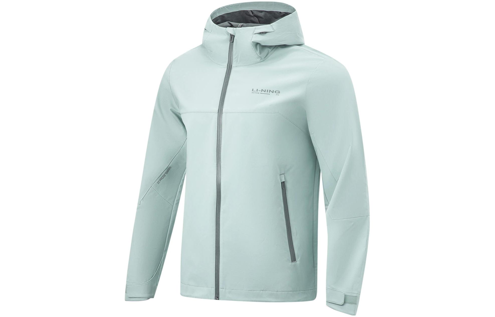 Li-Ning Fitness Reflective Hooded Jacket Solid Color - Foggy Grey Green AFDT843-3