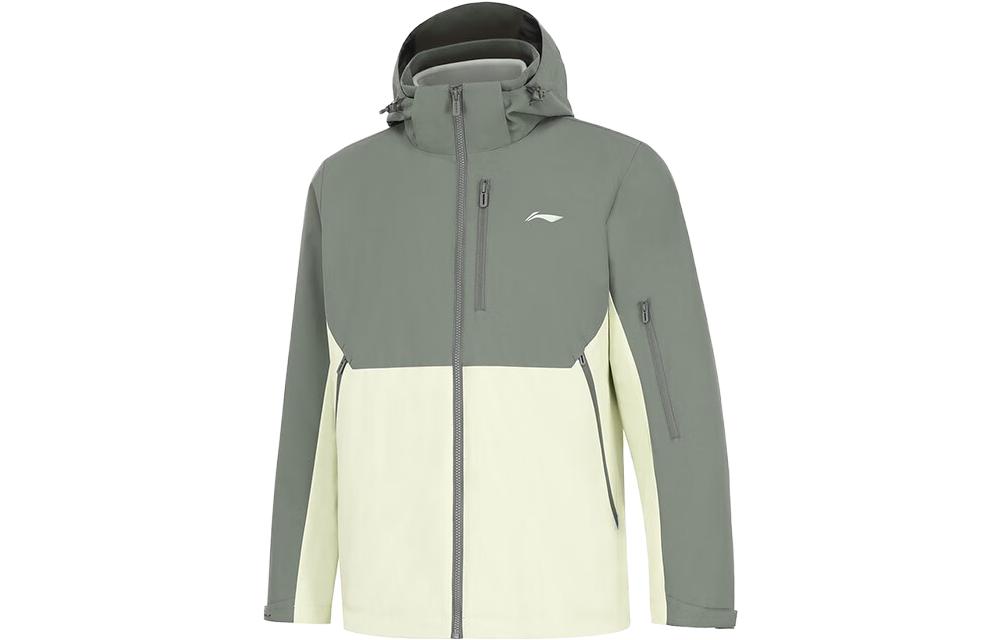 Li-Ning Fitness Series 3-in-1 Colorblock Hoodie Jacket Gray Green AWBT015-1