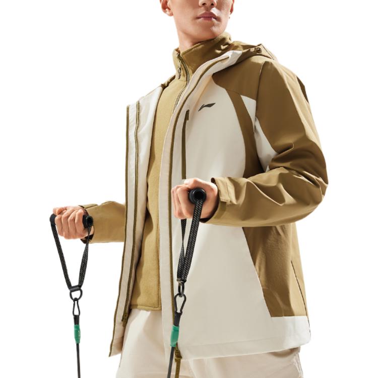 Li-Ning Fitness Series 3-in-1 Outdoor Jacket - Yellow/Brown, Waterproof & Breathable AWBU009-7 圖 4