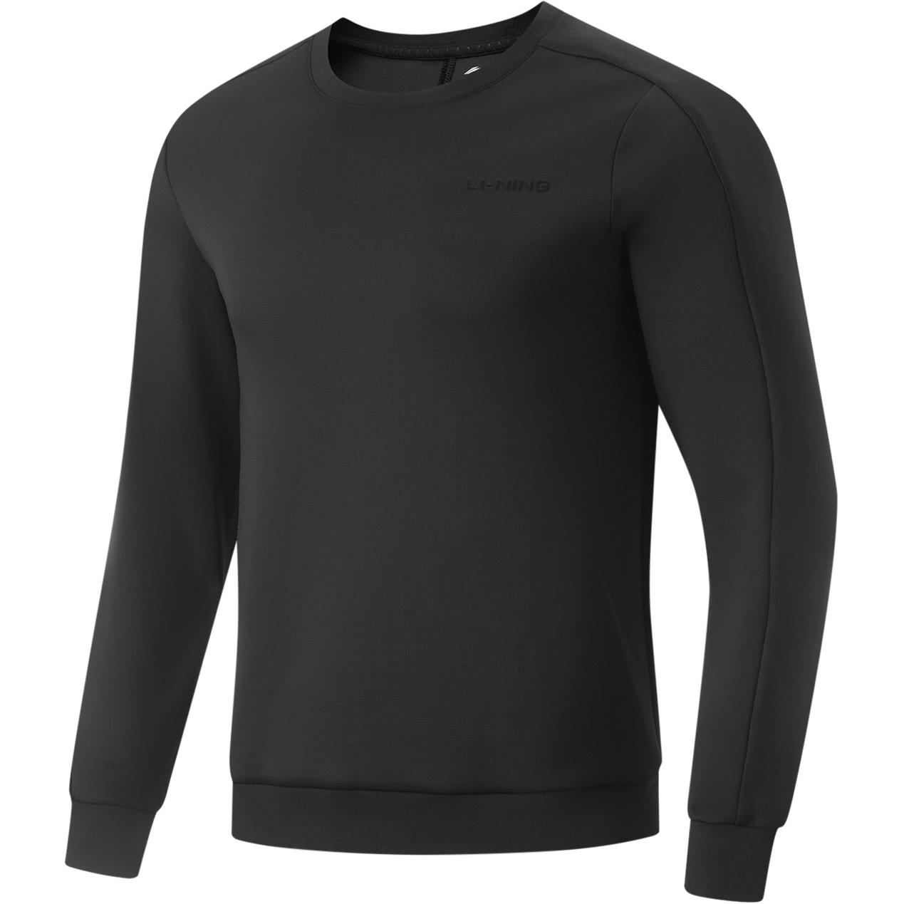 Li-Ning Fitness Series Black Casual Letter Logo Crewneck Sweatshirt AWDU869-1