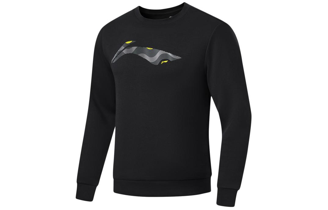 Li-Ning Fitness Series Black Crewneck Pullover Sweatshirt with Logo AWDU103-1