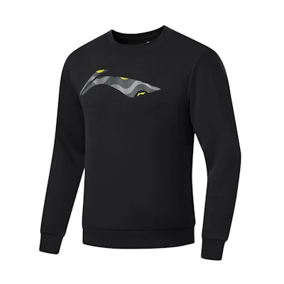 Li-Ning Fitness Series Black Crewneck Pullover Sweatshirt with Logo AWDU103-1