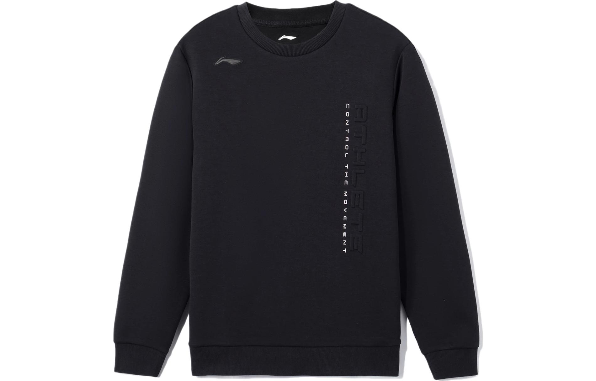Li-Ning Fitness Series Black Crewneck Sweatshirt for Men with Letter Design AWDR965-1