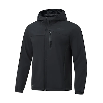 Li-Ning Fitness Series Black Fleece-Lined Hooded Sports Jacket AFDT631-1