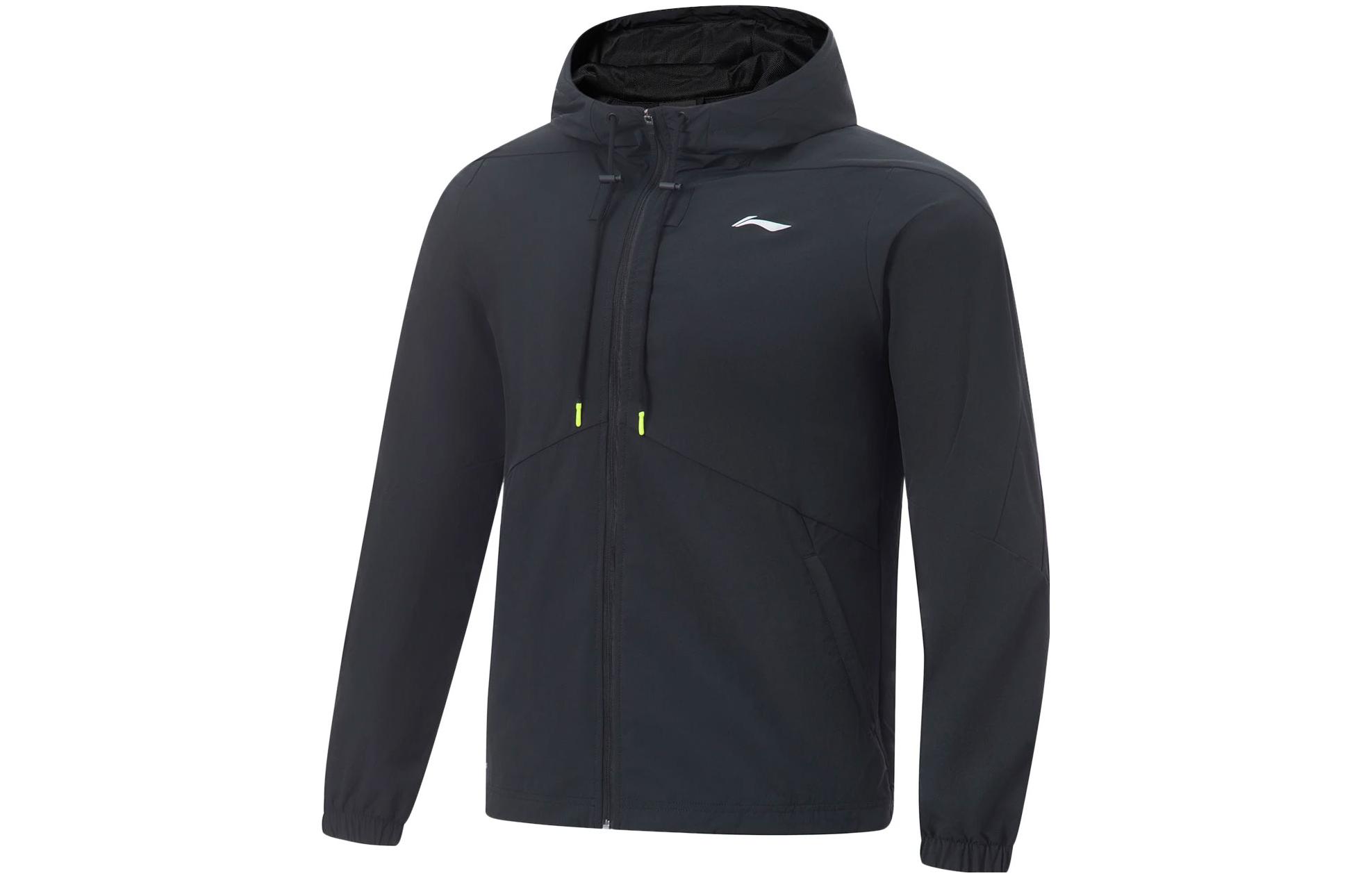 Li-Ning Fitness Series Black Hooded Sports Windbreaker Jacket AFDT411-1