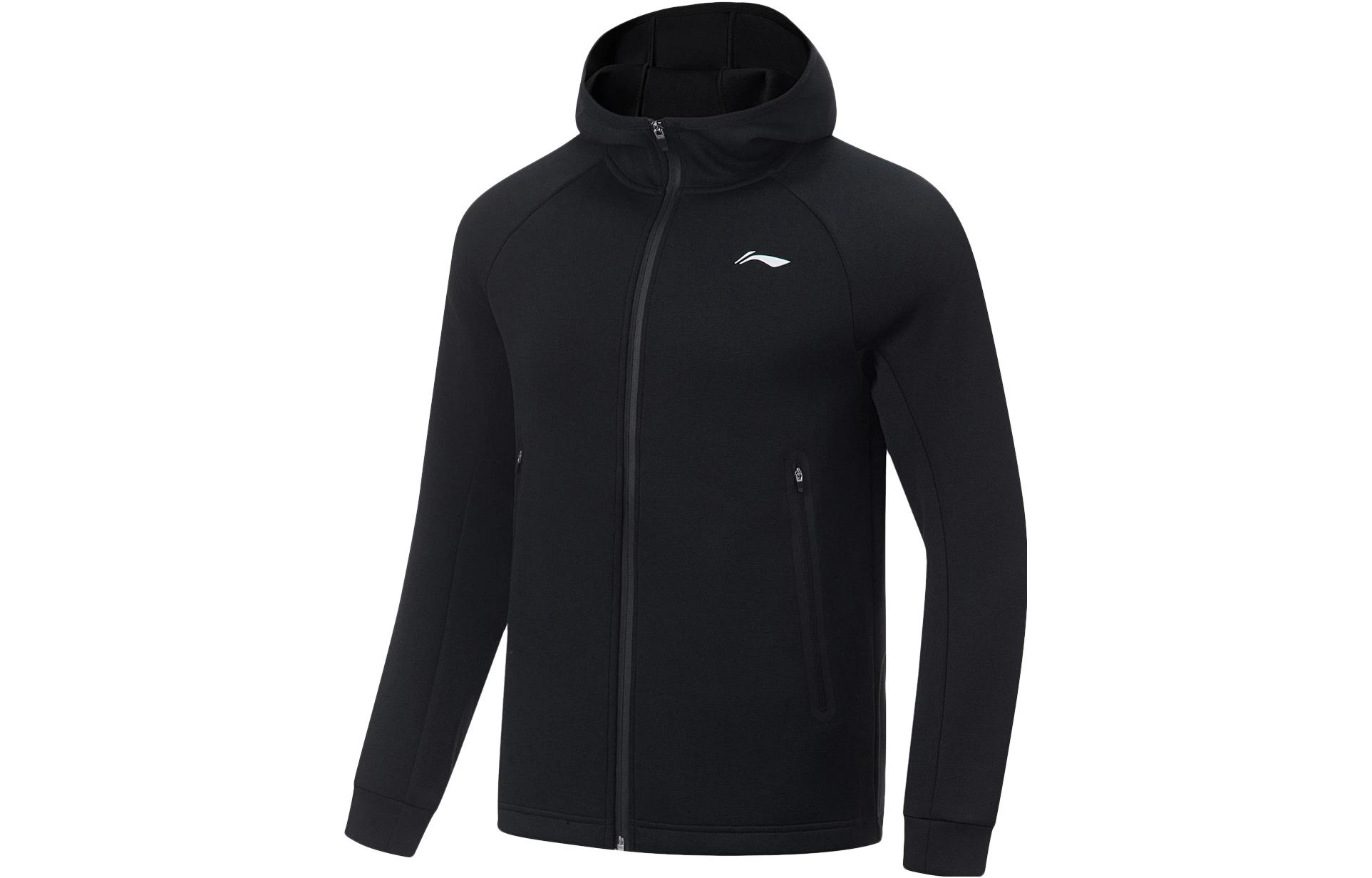 Li-Ning Fitness Series Black Hooded Zip-Up Jacket AWDT439-1