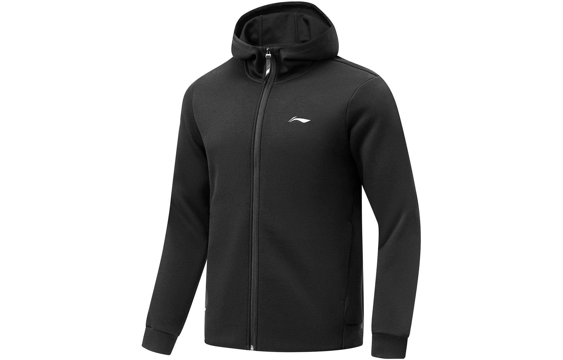 Li-Ning Fitness Series Black Hoodie Jacket Warm Long-Sleeve Sweatshirt AWDT797-1