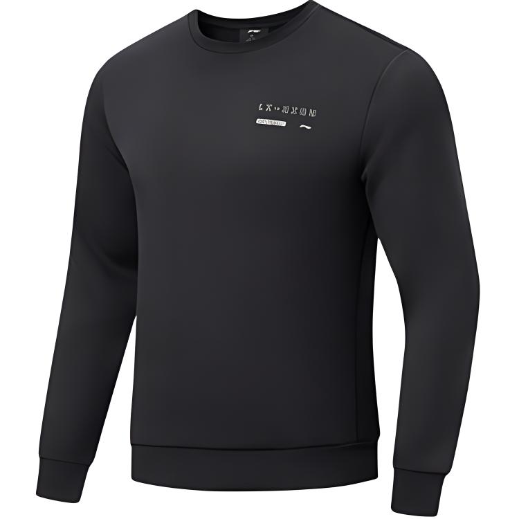 Li-Ning Fitness Series Black Letter Crewneck Pullover Sweatshirt AWDTA69-1