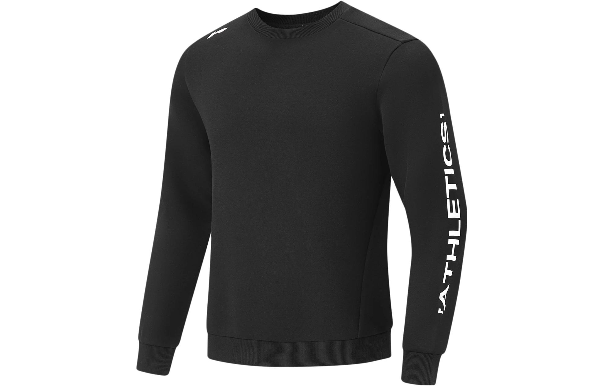 Li-Ning Fitness Series Black Letter Print Casual Pullover Sweatshirt AWDTB27-3