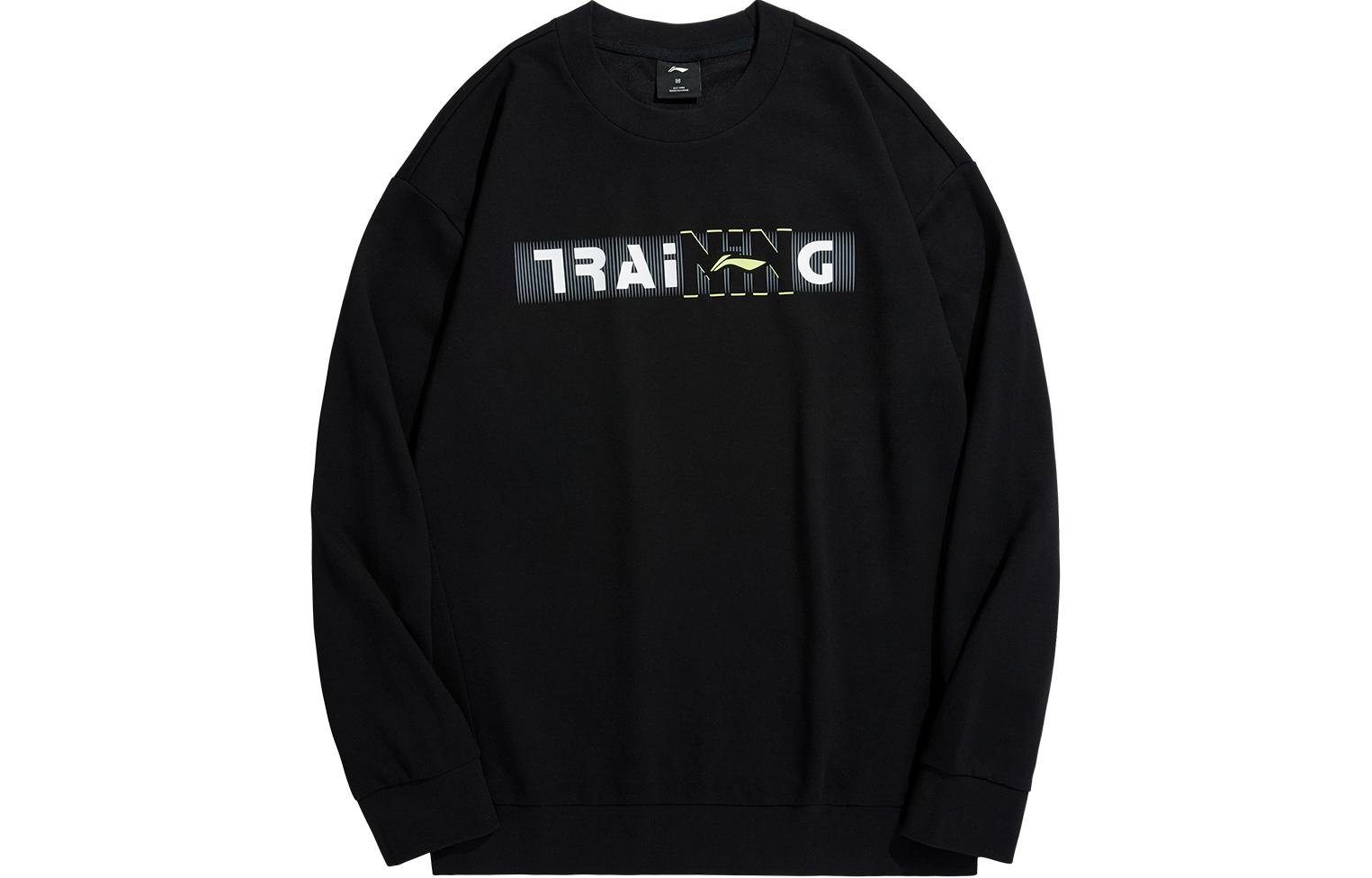 Li-Ning Fitness Series Black Letter Print Loose Fit Crewneck Sweatshirt AWDU947-1