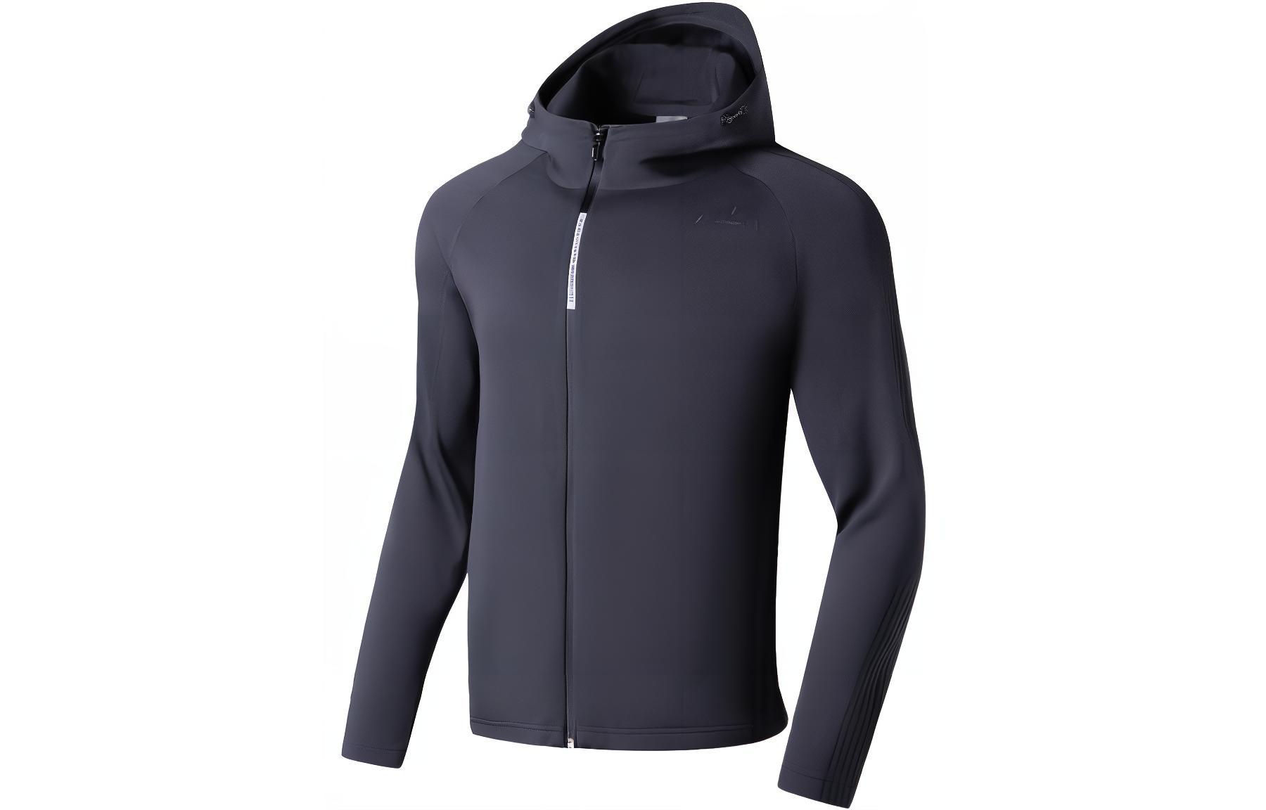Li-Ning Fitness Series Black Logo Embroidered Zip-Up Sweatshirt AWDS965-7