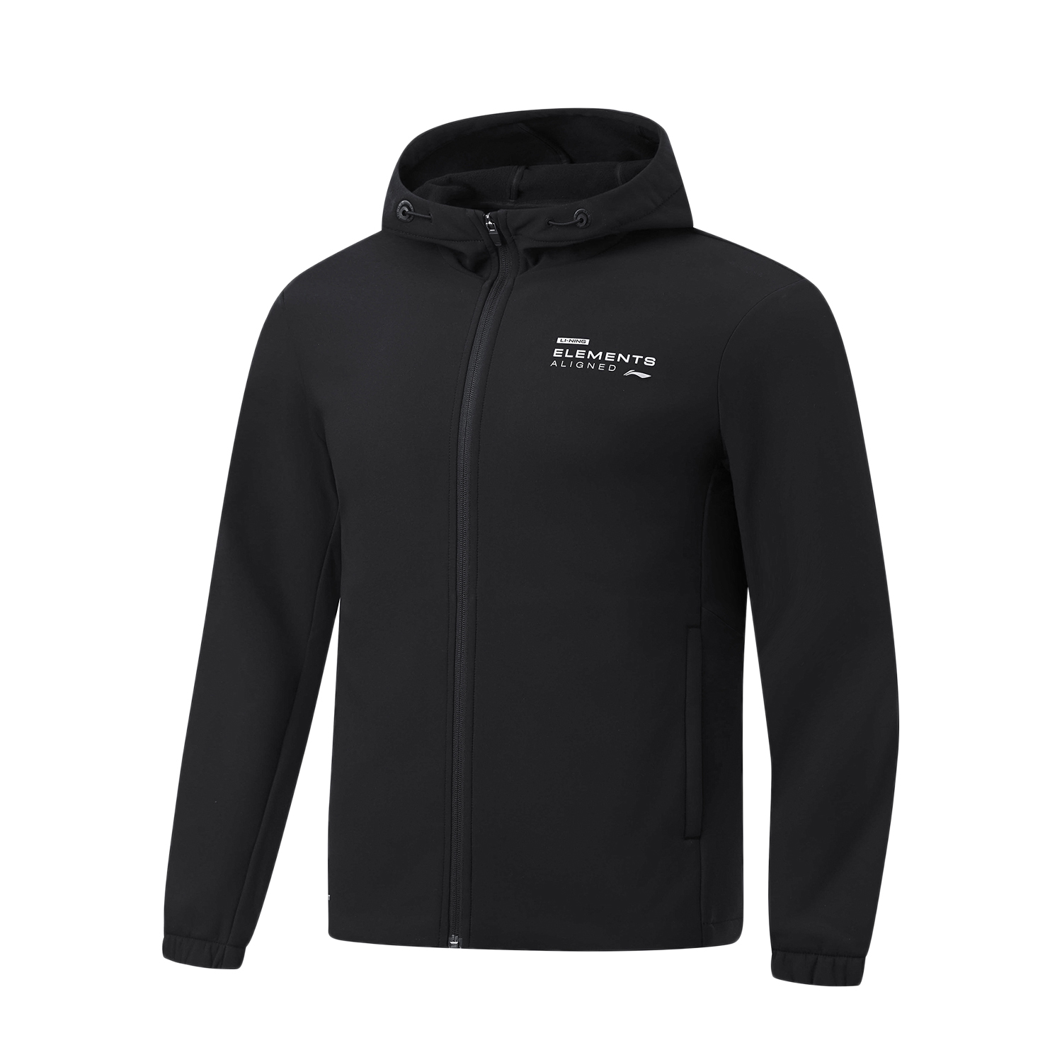 Li-Ning Fitness Series Black Logo Print Fleece Lined Warm Sports Jacket AFDT635-1