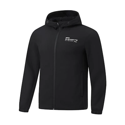 Li-Ning Fitness Series Black Logo Print Fleece Lined Warm Sports Jacket AFDT635-1