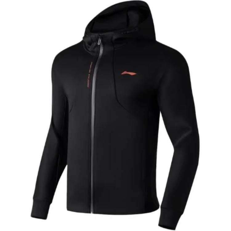 Li-Ning Fitness Series Black Logo Print Zip-Up Hoodie AWDT001-1