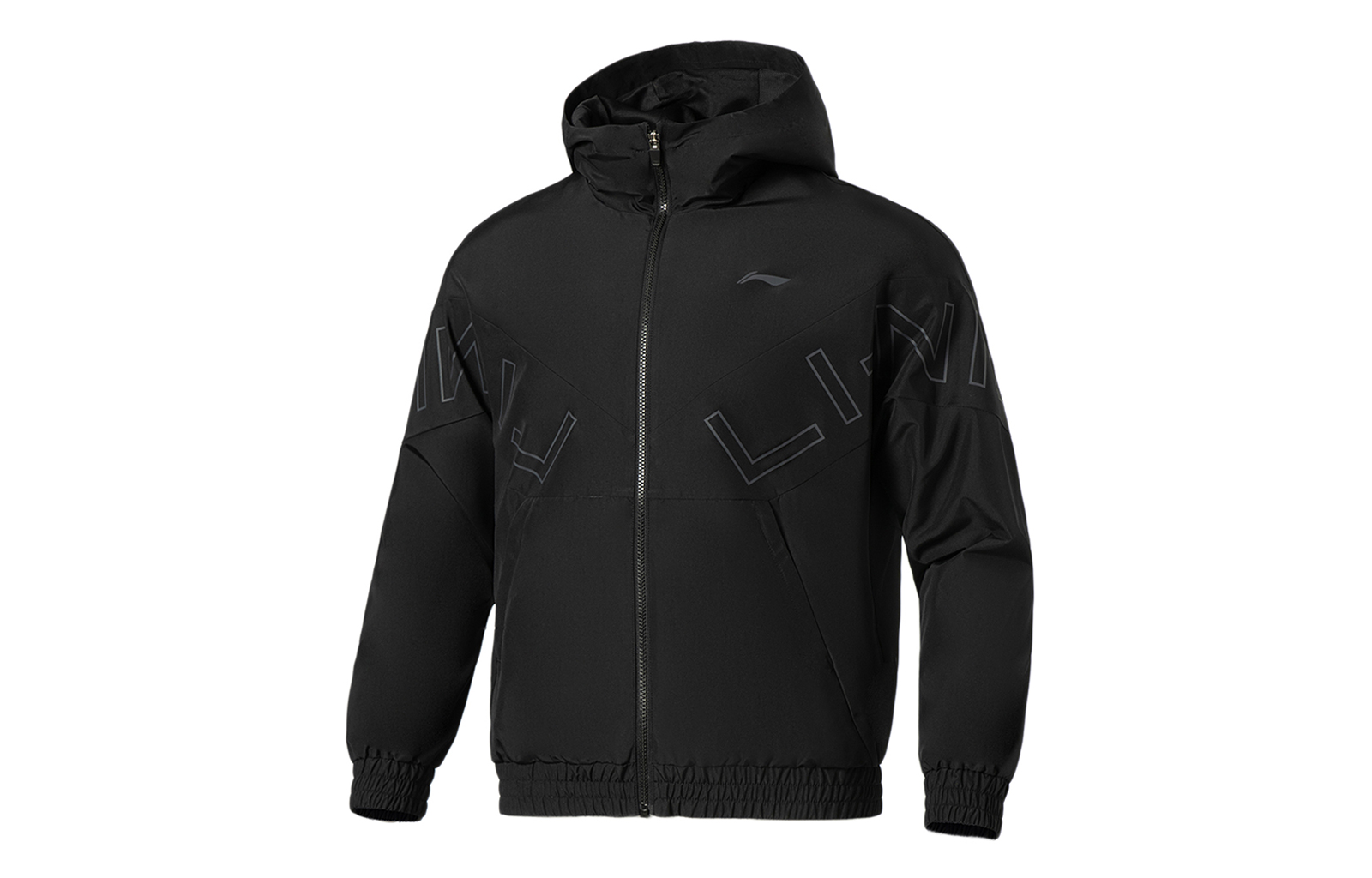 Li-Ning Fitness Series Black Loose-Fit Logo Hooded Jacket AFDS007-1