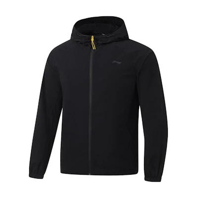 Li-Ning Fitness Series Black Solid Color Woven Hooded Jacket AFDT195-1