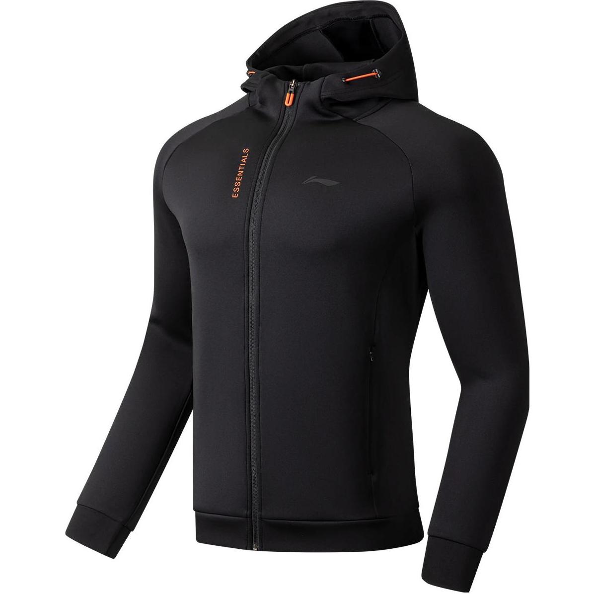 Li-Ning Fitness Series Black Zip-Up Hoodie with Logo Print AWDS791-1