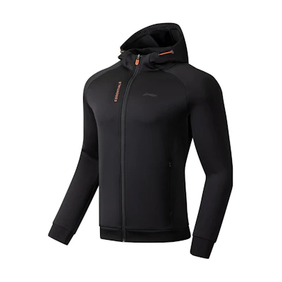 Li-Ning Fitness Series Black Zip-Up Hoodie with Logo Print AWDS791-1