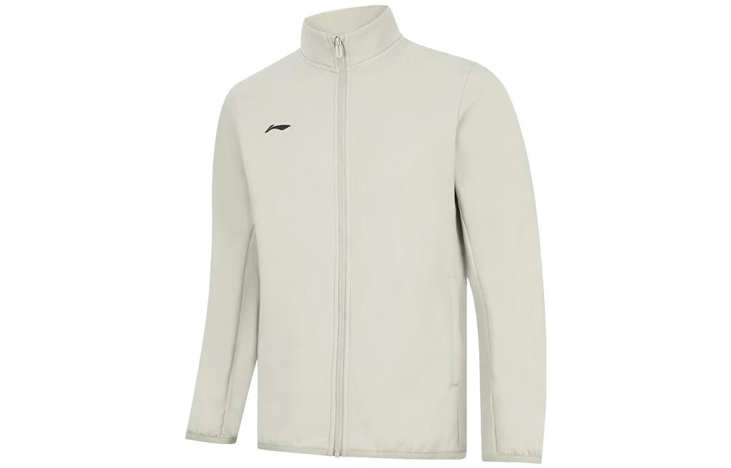 Li-Ning Fitness Series Camel Gray Warm-Up Jacket with Stand Collar. AFDT803-2