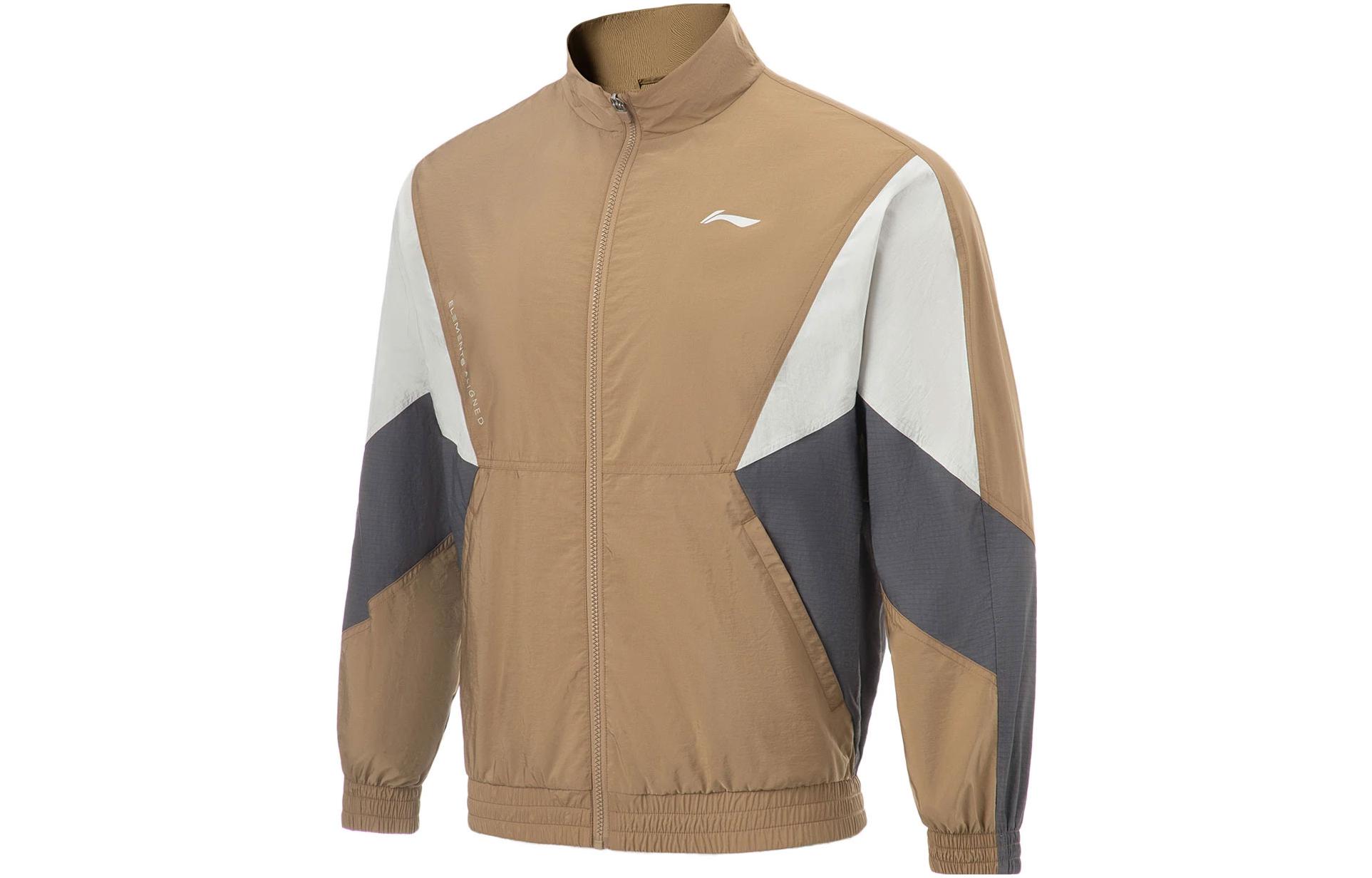 Li-Ning Fitness Series Color-Block Casual Sports Jacket Light Chestnut Brown AFDT385-7