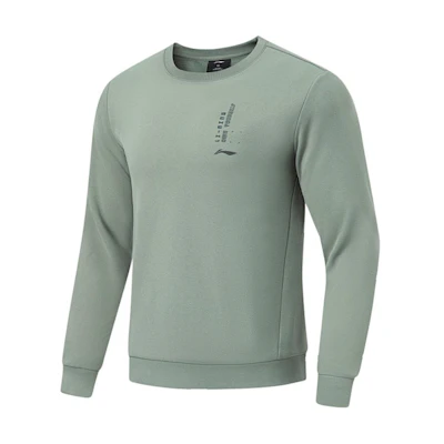 Li-Ning Fitness Series Comfort Casual Letter Sweatshirt Gray-Green AWDTA65-4