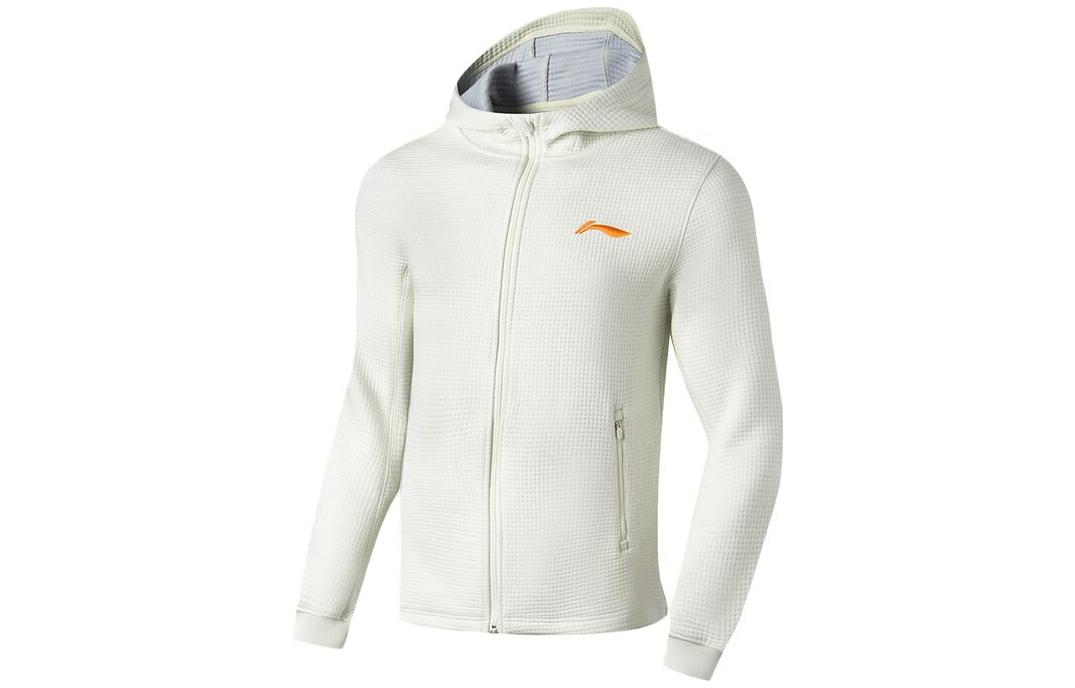 Li-Ning Fitness Series Cream White Logo Print Hooded Jacket AWDT171-1
