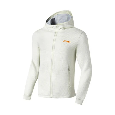 Li-Ning Fitness Series Cream White Logo Print Hooded Jacket AWDT171-1