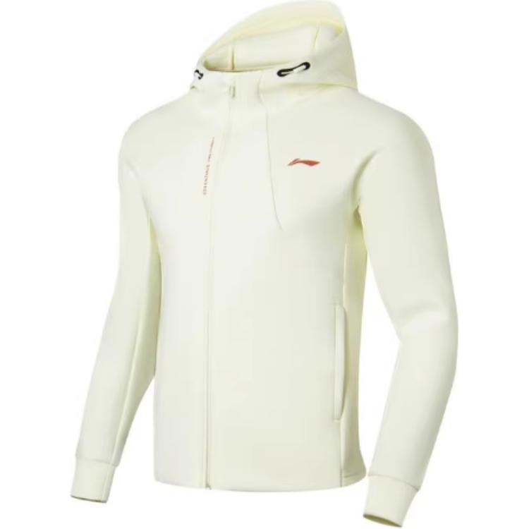 Li-Ning Fitness Series Cream White Logo Print Zip Hoodie AWDT001-4