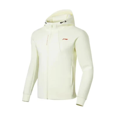 Li-Ning Fitness Series Cream White Logo Print Zip Hoodie AWDT001-4