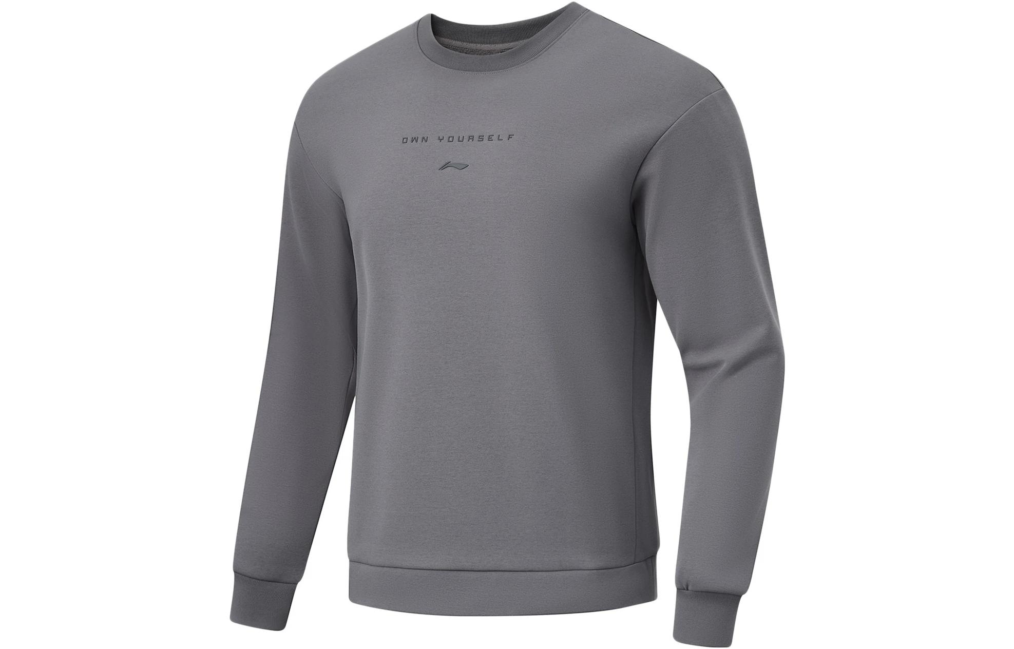 Li-Ning Fitness Series Fleece Pullover Crewneck Sweatshirt Smoke Gray AWDT789-2