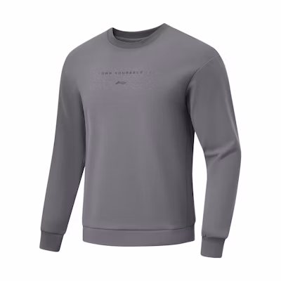 Li-Ning Fitness Series Fleece Pullover Crewneck Sweatshirt Smoke Gray AWDT789-2