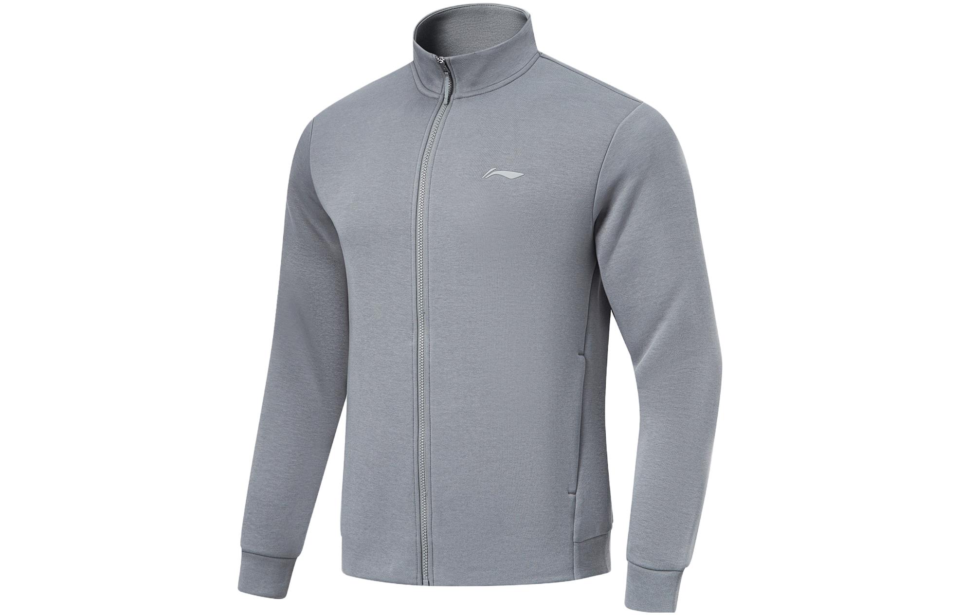 Li-Ning Fitness Series Gray Full-Zip Knit Jacket without Hood AWDU125-3