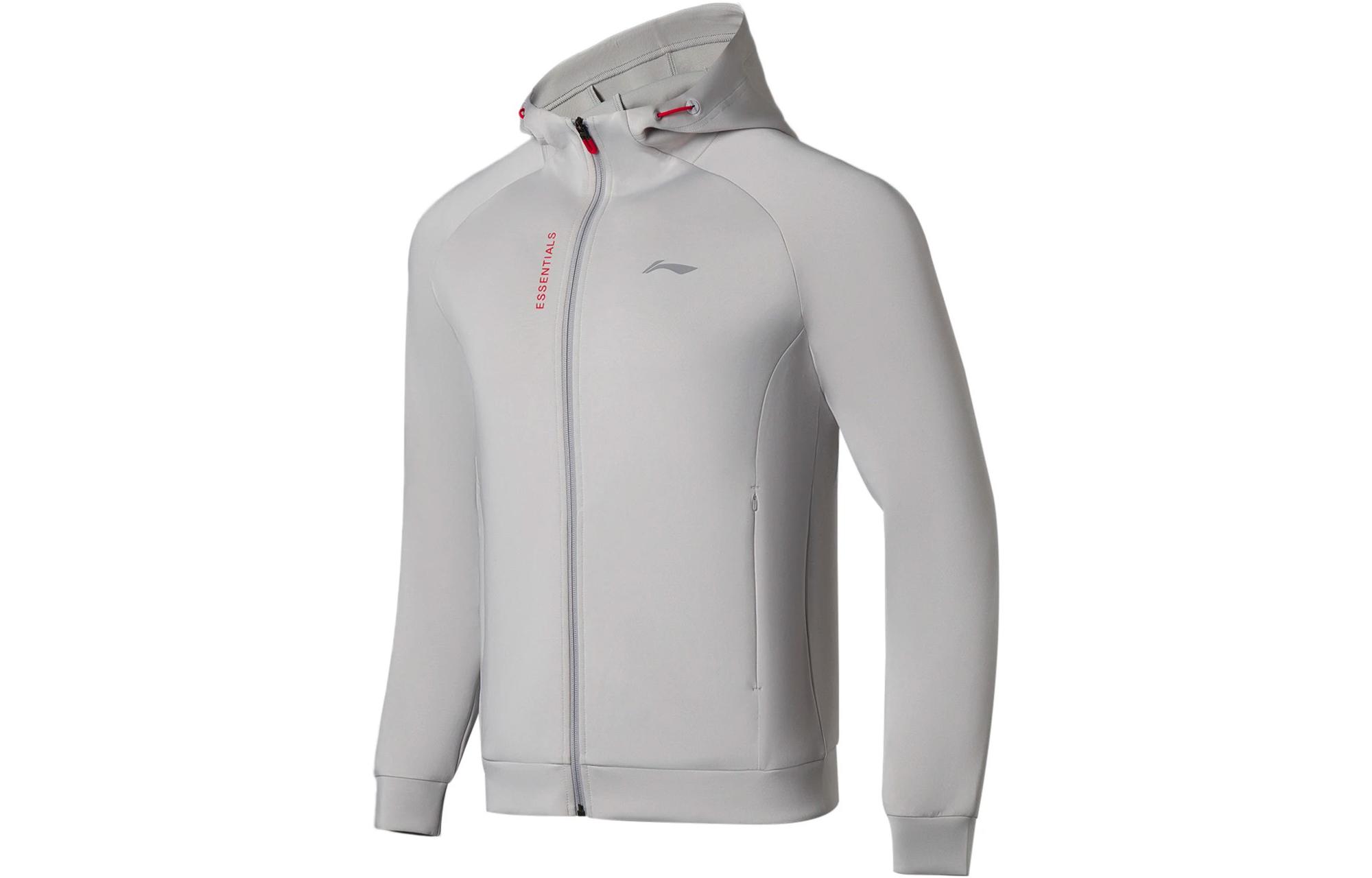 Li-Ning Fitness Series Gray Zip-Up Hoodie with Logo Print AWDS791-4