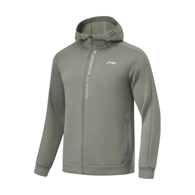 Li-Ning Fitness Series Hoodie Jacket - Stretch Knit, Olive Green AWDU067-4