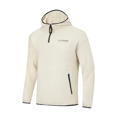 Li-Ning Fitness Series Hoodie Oatmeal Gray Unisex Fleece Pullover AWDTB31-3