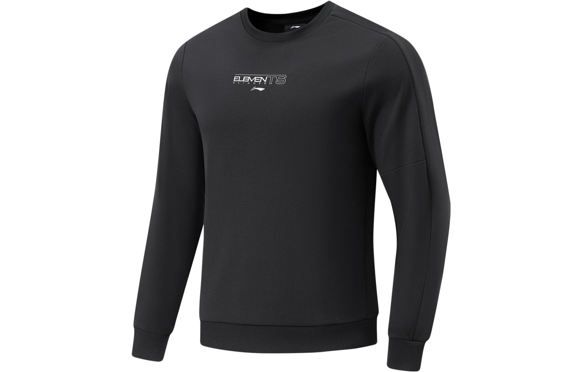 Li-Ning Fitness Series Letter Print Fleece Pullover Hoodie Black AWDT733-1