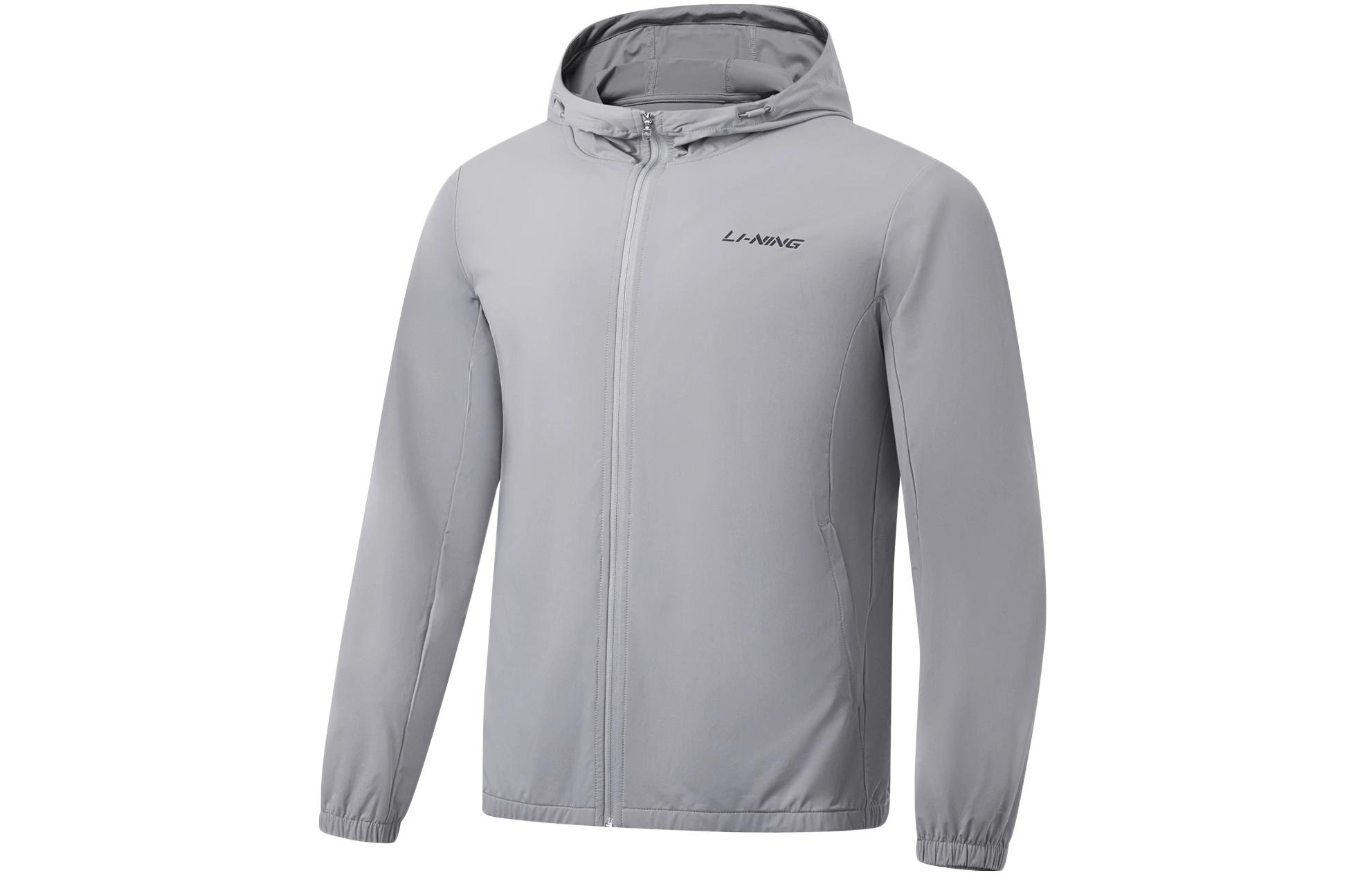 Li-Ning Fitness Series Letter Print Hoodie Gray AWDT569-2