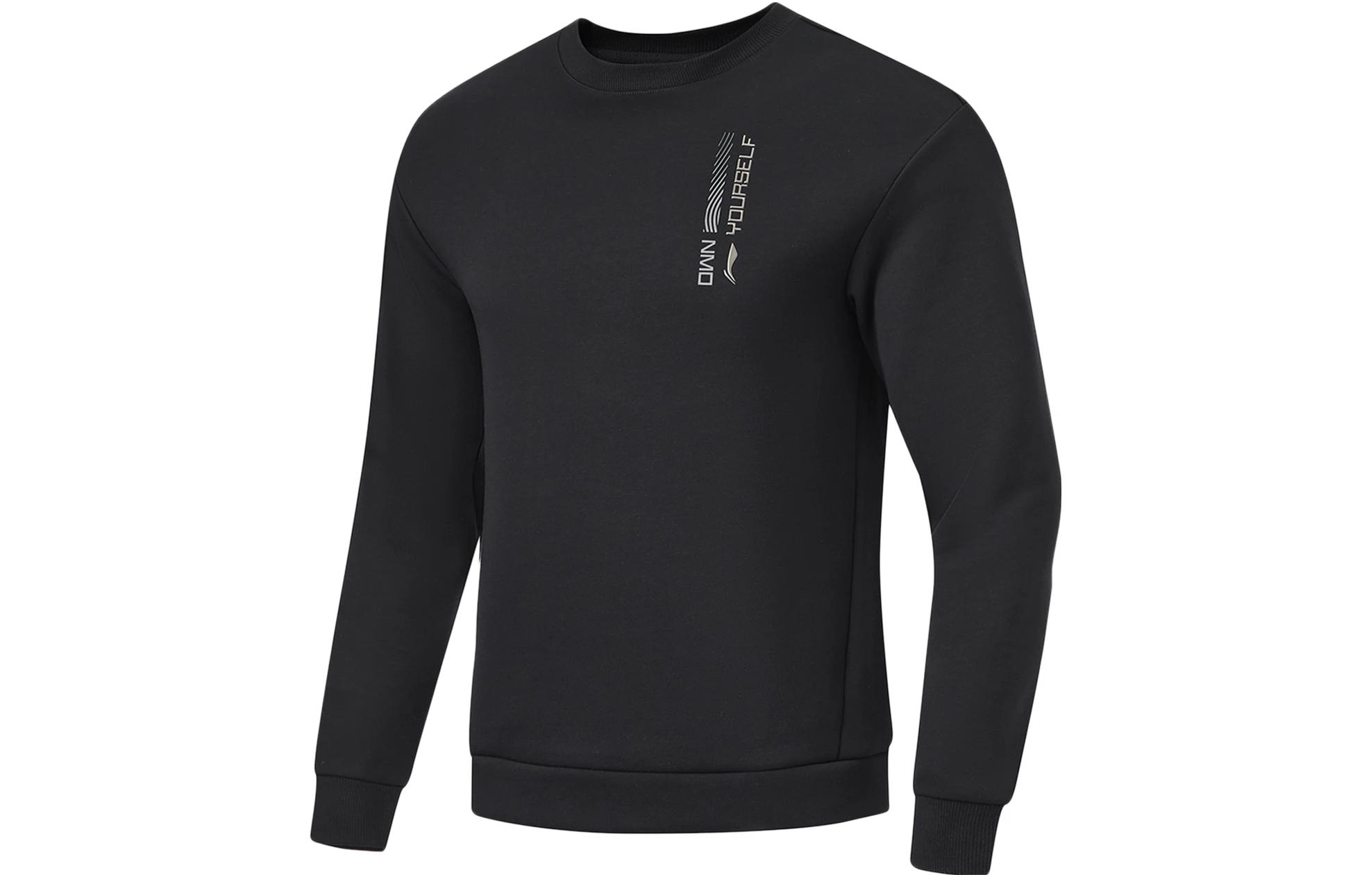 Li-Ning Fitness Series Letter Print Pullover Sweatshirt Black AWDT791-1