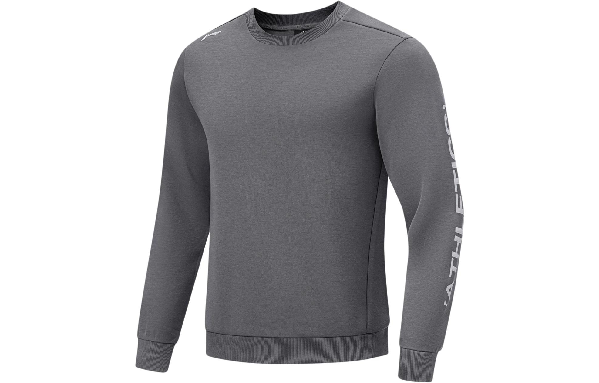 Li-Ning Fitness Series Letter Print Pullover Sweatshirt - Smoked Gray AWDTB27-4