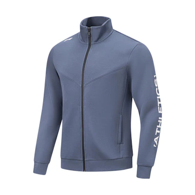 Li-Ning Fitness Series Letter Print Zip-Up Jacket Gray Indigo AWDTB29-5