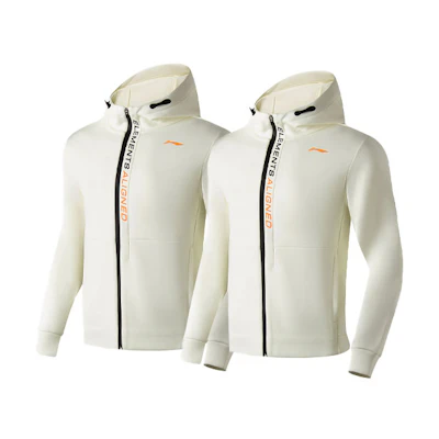 Li-Ning Fitness Series Letter Print Zip Hoodie 2-Pack Cream White AWDT051-2-PACK