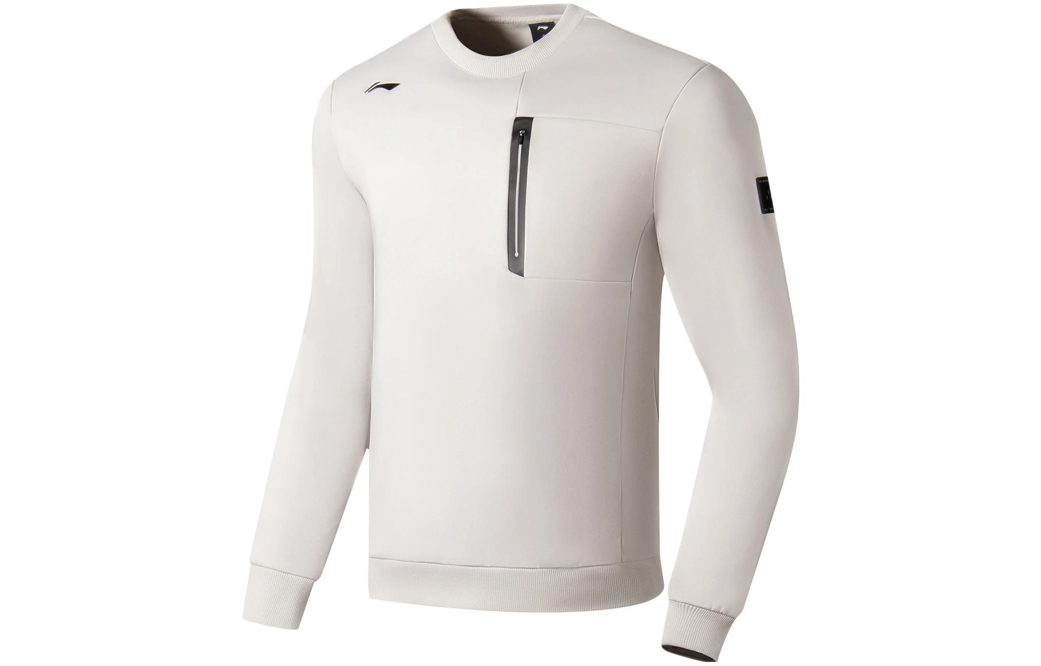 Li-Ning Fitness Series Logo Crewneck Fleece Sweatshirt Men’s Wind Chime Gray AWDSA21-3