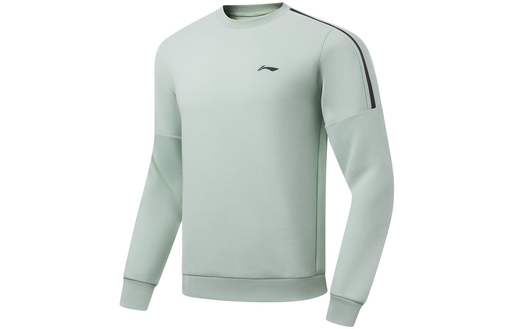 Li-Ning Fitness Series Logo Crewneck Knit Sweatshirt Light Grey Green AWDU915-3