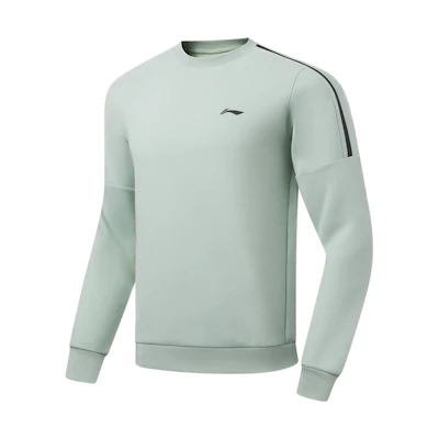 Li-Ning Fitness Series Logo Crewneck Knit Sweatshirt Light Grey Green AWDU915-3