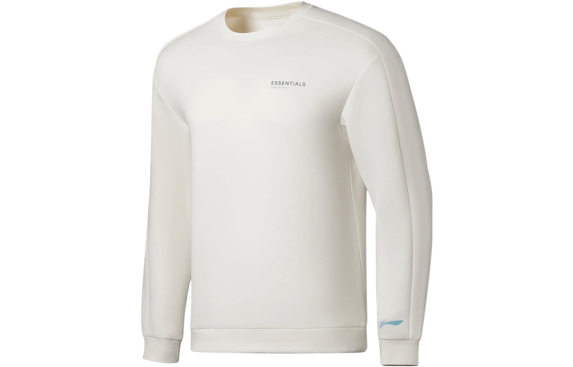 Li-Ning Fitness Series Logo Crewneck Pullover Sweatshirt Men’s Off-White AWDS789-2