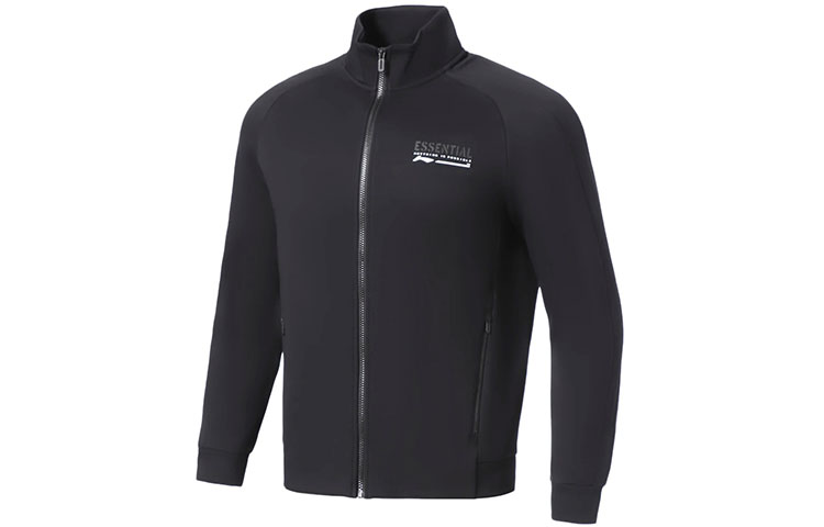 Li-Ning Fitness Series Logo Print Stand Collar Jacket Black () AWDS015-7