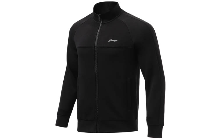 Li-Ning Fitness Series Logo Print Zip-Up Jacket Sweatshirt Black AWDR465-1