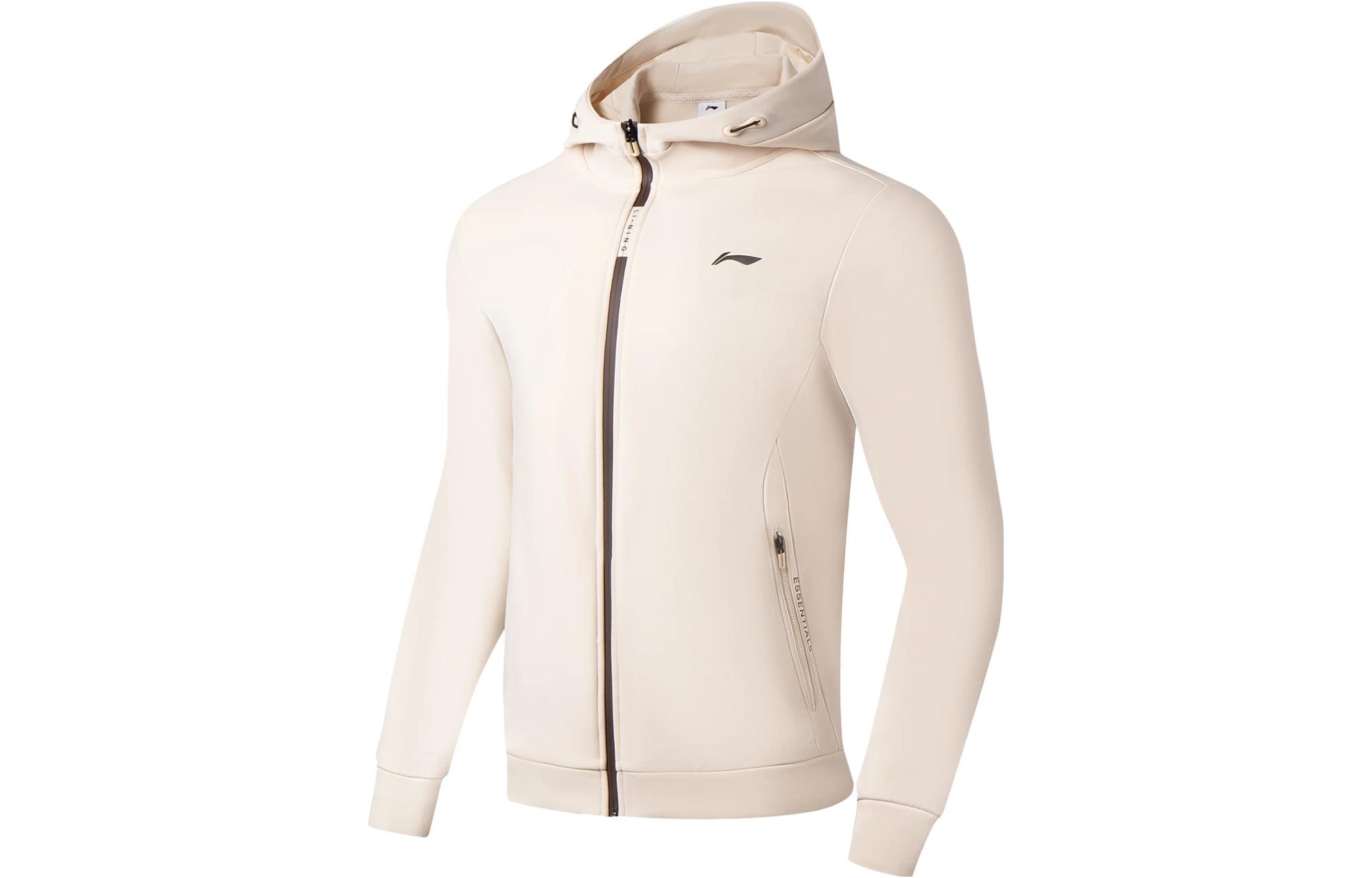 Li-Ning Fitness Series Logo Print Zip-Up Sweatshirt - Swan White AWDSA61-4