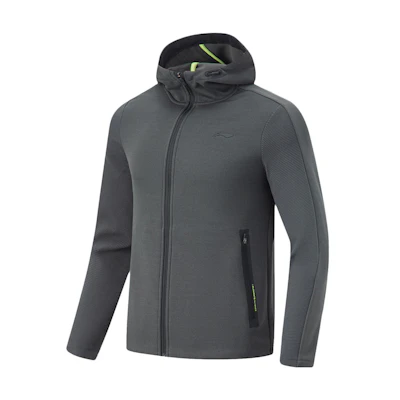 Li-Ning Fitness Series Logo Zip Hoodie Jacket - Black Mixed Color AWDT435-1
