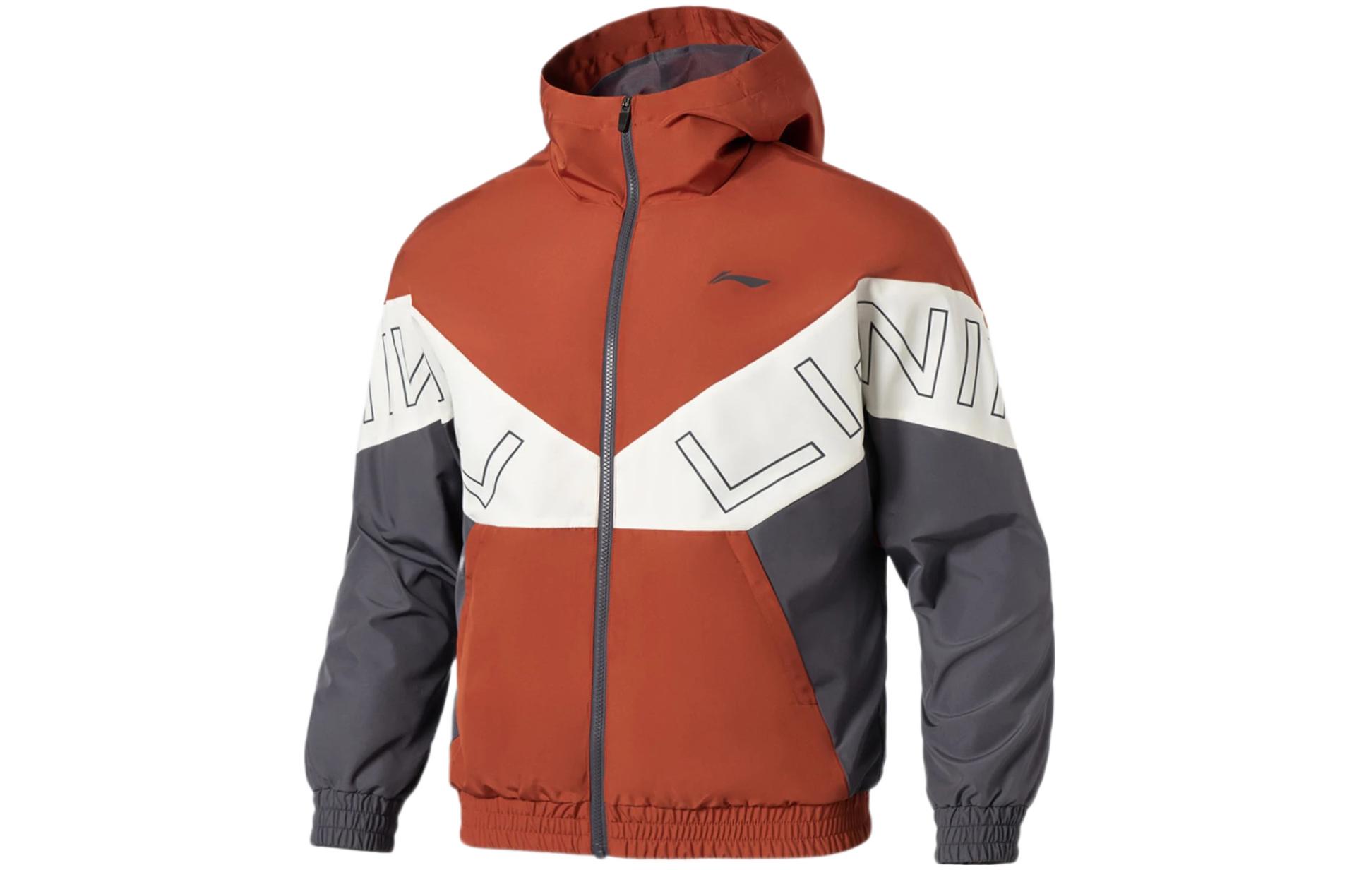 Li-Ning Fitness Series Loose Fit Hooded Jacket in Reddish Brick Brown AFDS007-9